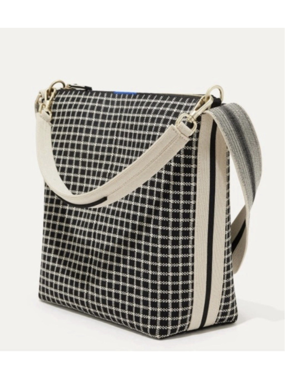 Rothy's womens Mini Bucket Zippered Tote Bag Black And White Checkered - Picture 2 of 14